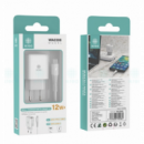 Cargador Rápido Ikrea 1 Puerto USB-A con Cable Type-C 12W Blanco WA0306
