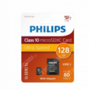 Tarjeta Memoria PHILIPS Micro Sd 128GB Clase 10 con Adaptador