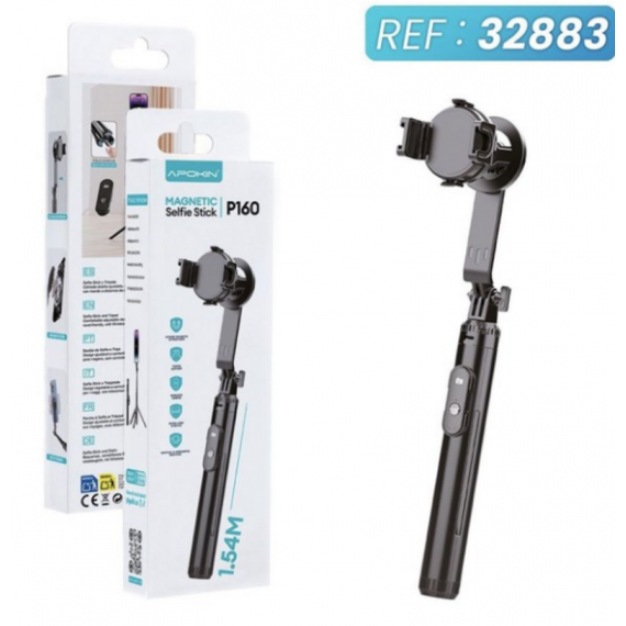 Palo Selfie y Trípode Magnético APOKIN 1.54M con Mando Inalámbrico P160
