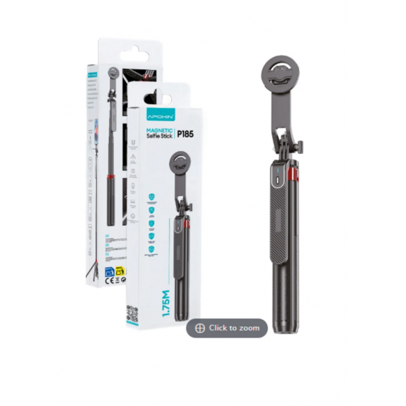 Palo Selfie Magnético con Trípode Apokin Rotación Vertical Horizontal 1.75m P185