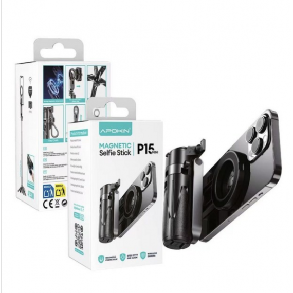 Palo Apokin Soporte y Trípode Magnético Portátil para Móvil con Rotación 180 y Control Remoto 47.5cm Type-C P15MINI