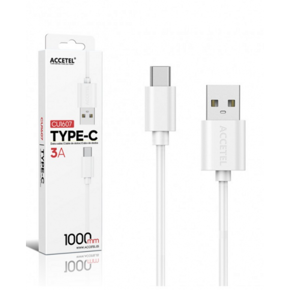 Cable Datos Accetel 3A/USB-C 1M Blanco CU1607