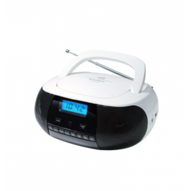 Radio CD Port&aacute;til SUNSTECH 2W con Sintonizador Fm Pll, Lector CD/CDR/RW/MP3 Negro/blanco CRUSM400