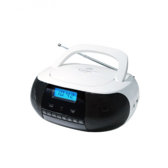 Radio CD Portátil SUNSTECH 2W con Sintonizador Fm Pll, Lector CD/CDR/RW/MP3 Negro/blanco CRUSM400