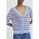 B-YOUNG Jerséis y Sudaderas Cárdigan B.young Pointelle Marsala Stripe