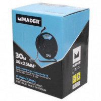 Enrollador de Cable Mader con 4 Tomas, 30 Metros y Cable 3x2.5mm