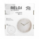 Reloj de Pared Analógico Seven House de 25 Cm Blanco con Agujas Grises