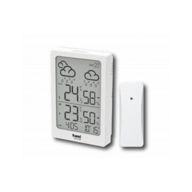 SAMI Estacion Barometrica LD-1123 Blanca con Sensor,Calendario,Temperatura Interior Exterior,Humedad