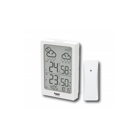 SAMI Estacion Barometrica LD-1123 Blanca con Sensor,calendario,temperatura Interior Exterior,humedad