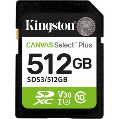 KINGSTON Tarjeta Memoria Sdxc 512GB 150MB/S R C10 V30 A1CANVAS Select Plus