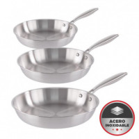 Juego Sartenes Inoxidables 3 Pcs LARRYHOUSE 20-24-28 Cm