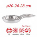 Juego Sartenes Inoxidables 3 Pcs LARRYHOUSE 20-24-28 Cm