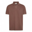 Polo de piqué de algodón con cuello abierto