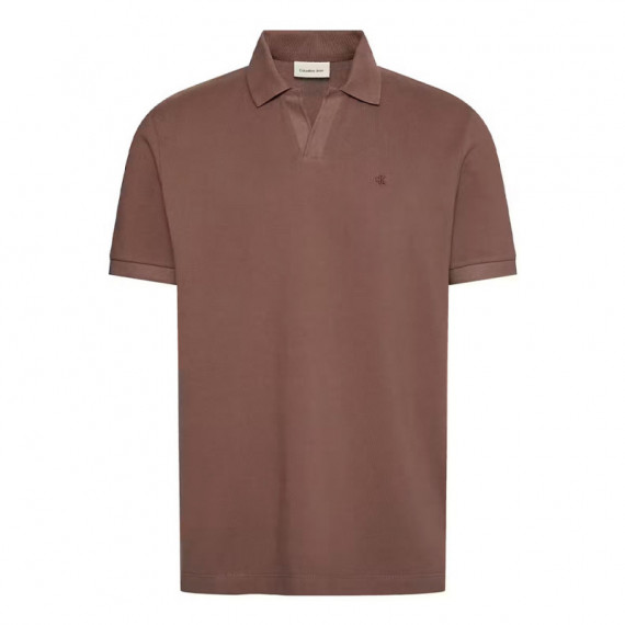 Polo de piqué de algodón con cuello abierto