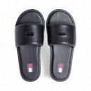 Chanclas con pala acolchada de piel