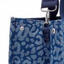 Bolso tote grande de denim con estampado animal