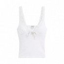 Top de encaje de punto acanalado