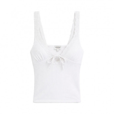 Top de encaje de punto acanalado