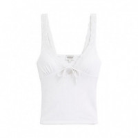 Top de encaje de punto acanalado