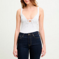 Top de encaje de punto acanalado