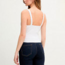 Top de encaje de punto acanalado