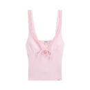 Top de encaje de punto acanalado