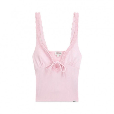 Top de encaje de punto acanalado