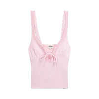 Top de encaje de punto acanalado