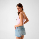 Top de encaje de punto acanalado