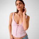 Top de encaje de punto acanalado