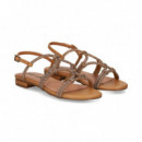 SANDALIA TIRAS UNIDAS STRASS+CAMEL