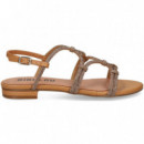 SANDALIA TIRAS UNIDAS STRASS+CAMEL