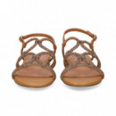 SANDALIA TIRAS UNIDAS STRASS+CAMEL