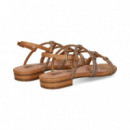 SANDALIA TIRAS UNIDAS STRASS+CAMEL