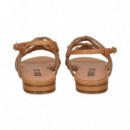 SANDALIA TIRAS UNIDAS STRASS+CAMEL