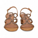 SANDALIA TIRAS UNIDAS STRASS+CAMEL