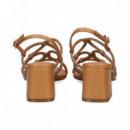 SANDALIA TIRAS UNIDAS STRASS+CAMEL