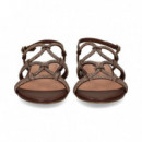 SANDALIA TIRAS UNIDAS STRASS+MARRON