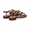 SANDALIA TIRAS UNIDAS STRASS+MARRON