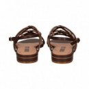 SANDALIA TIRAS UNIDAS STRASS+MARRON