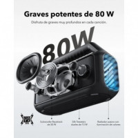 Altavoz Bluetooth Anker Soundcore Boom 2 80W IPX7 con BassUp y Luces LED Negro