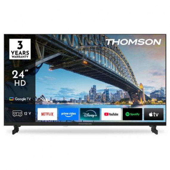 Televisor Smart TV LED HD Thomson 24" con Wi-Fi, Bluetooth y Adaptador 12V