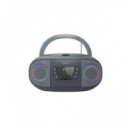 FONESTAR Radio CD Portatil BLUETOOTH Boom-go-g Gris con Usb, MP3, Aux In con Luces