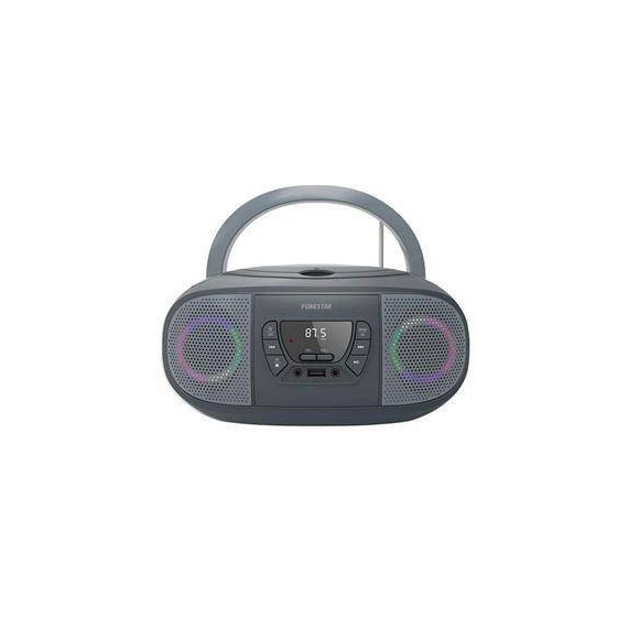 FONESTAR Radio CD Portatil BLUETOOTH Boom-go-g Gris con Usb, MP3, Aux In con Luces
