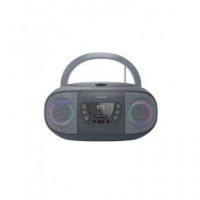 FONESTAR Radio CD Portatil BLUETOOTH Boom-go-g Gris con Usb, MP3, Aux In con Luces