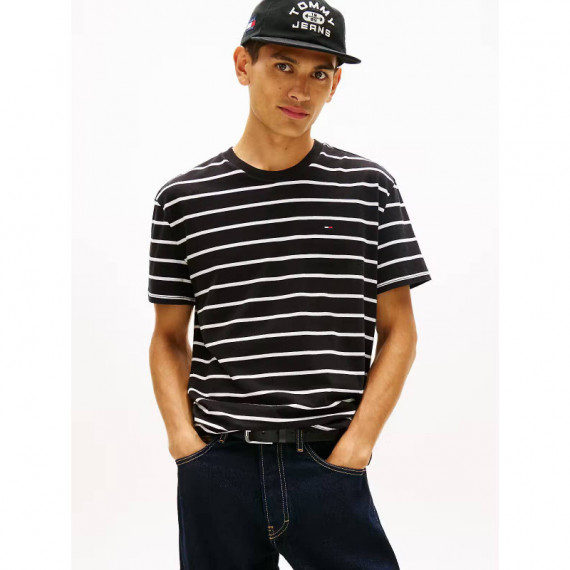 TJM REG STRIPE SS TEE EXT BLACK STRIPE