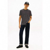 TJM REG STRIPE SS TEE EXT BLACK STRIPE