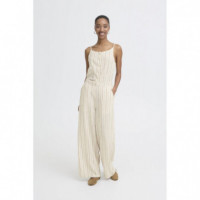 Pantalones ICHI Linno Brown Stripe