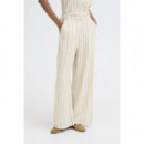 Pantalones ICHI Linno Brown Stripe