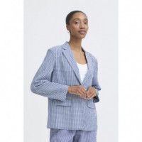 Chaquetas Mujer Blazer ICHI Jilma Sodalite Blue / White Check